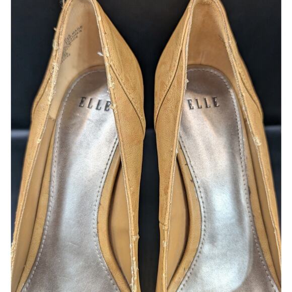 Elle Women's Ali Camel Tan Studded Open Toe Leather 4 inch Heels US Size 7 - Picture 3 of 4